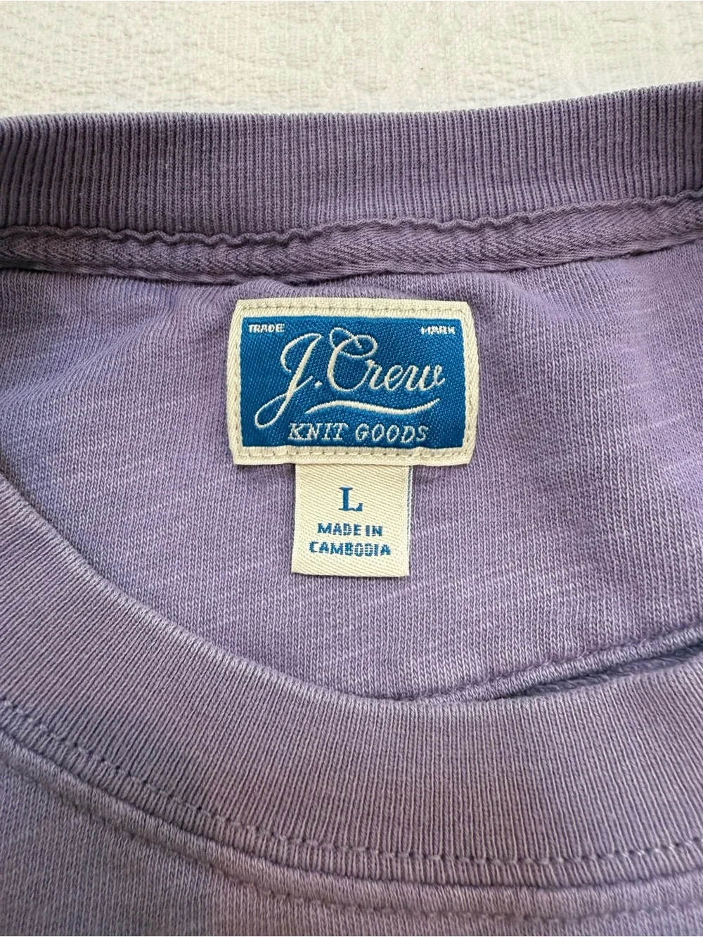 J Crew Crewneck Pullover Purple Shirt Men’s Size Large L 100% Cotton